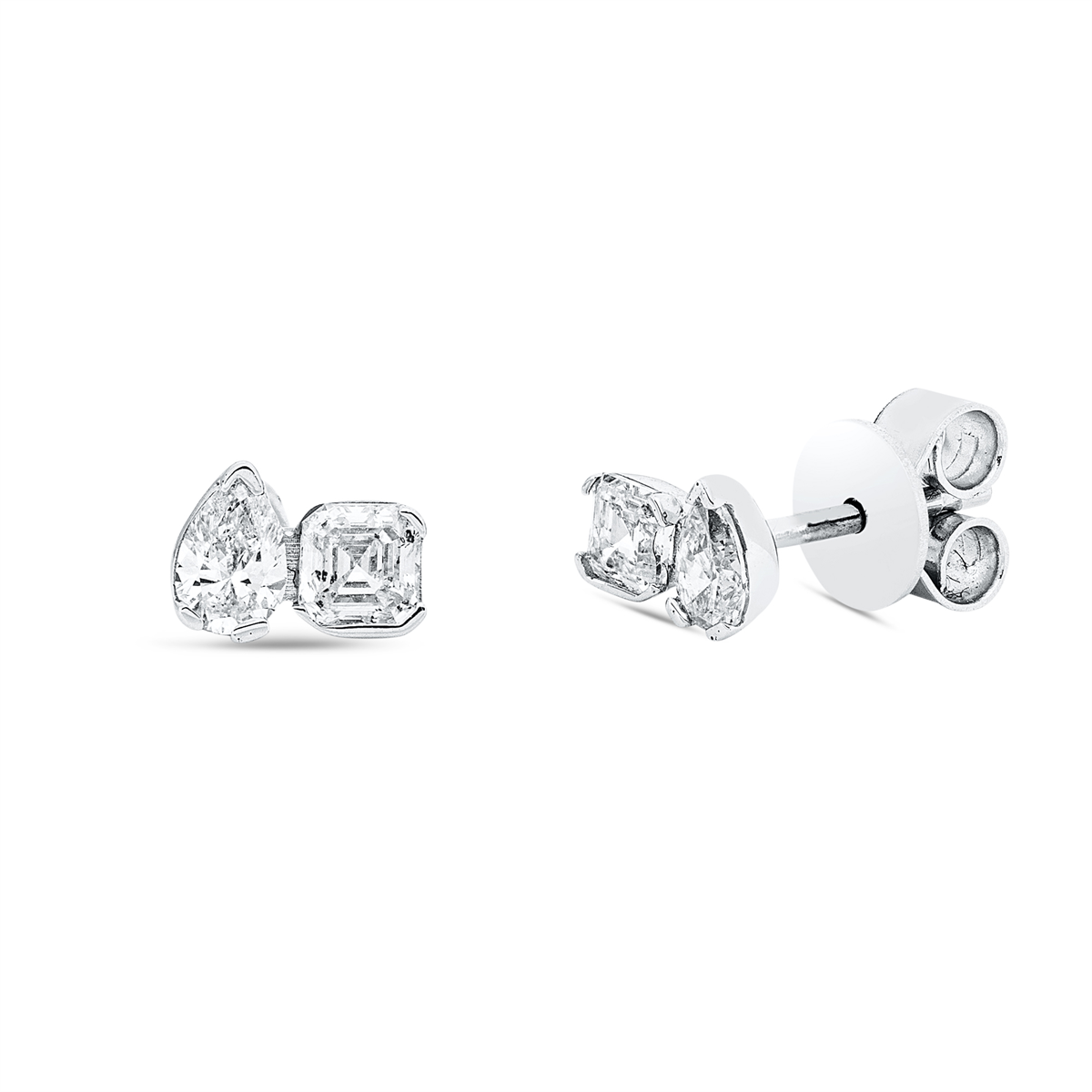 pear shape  modern woman studs in white gold