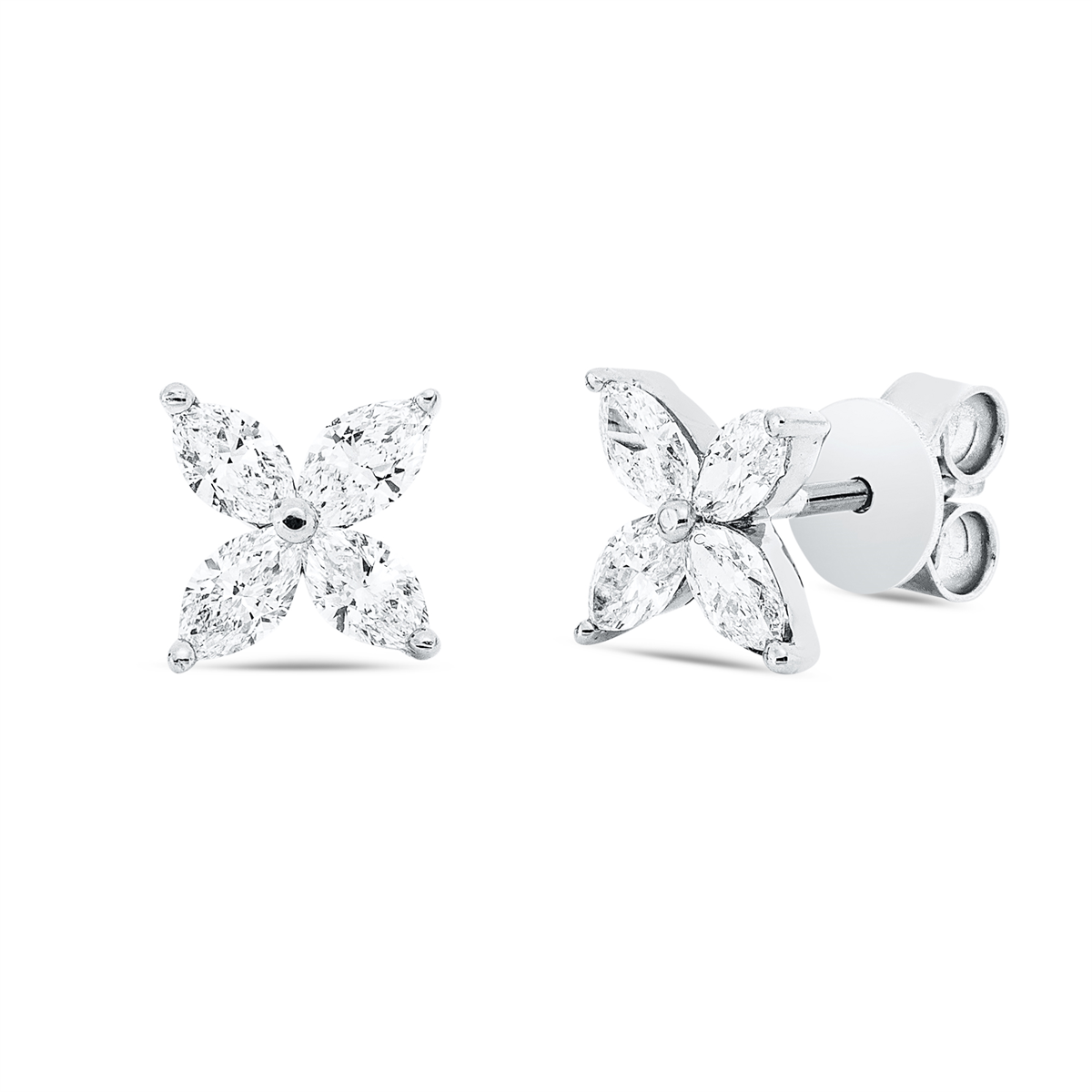 marquise  modern woman studs in white gold