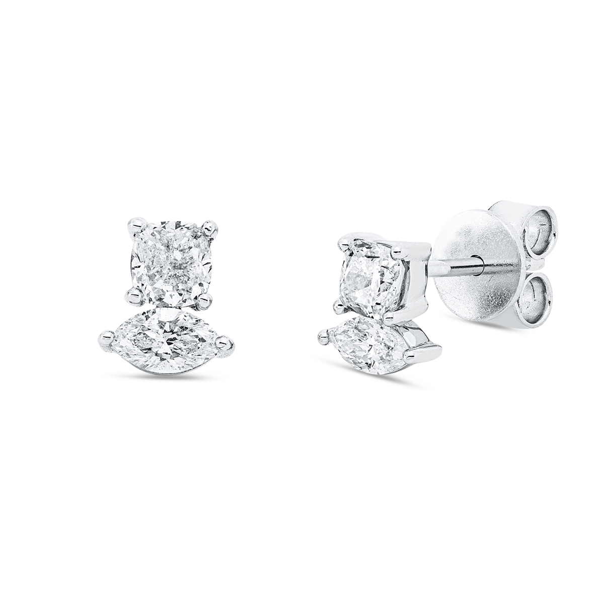marquise  modern woman studs in white gold