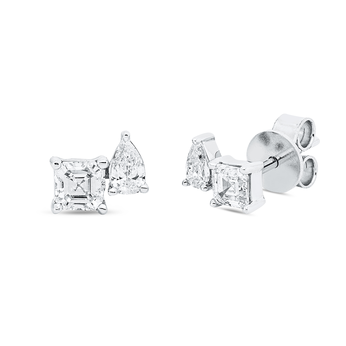 pear shape  modern woman studs in white gold
