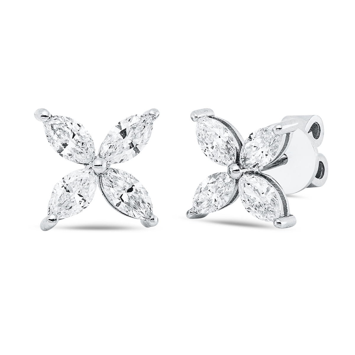 marquise  modern woman studs in white gold