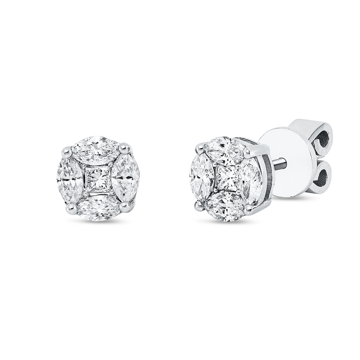 princess  illusion classic studs in white gold