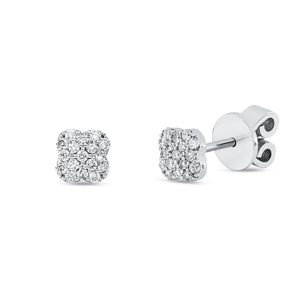 diamond full cut  modern woman studs in white gold