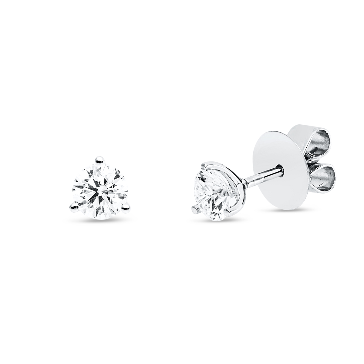 diamond full cut  solitaire studs in white gold