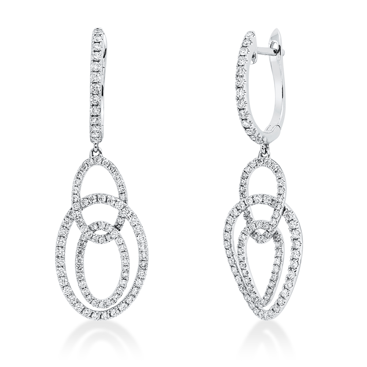diamond full cut  modern woman earrings in white gold