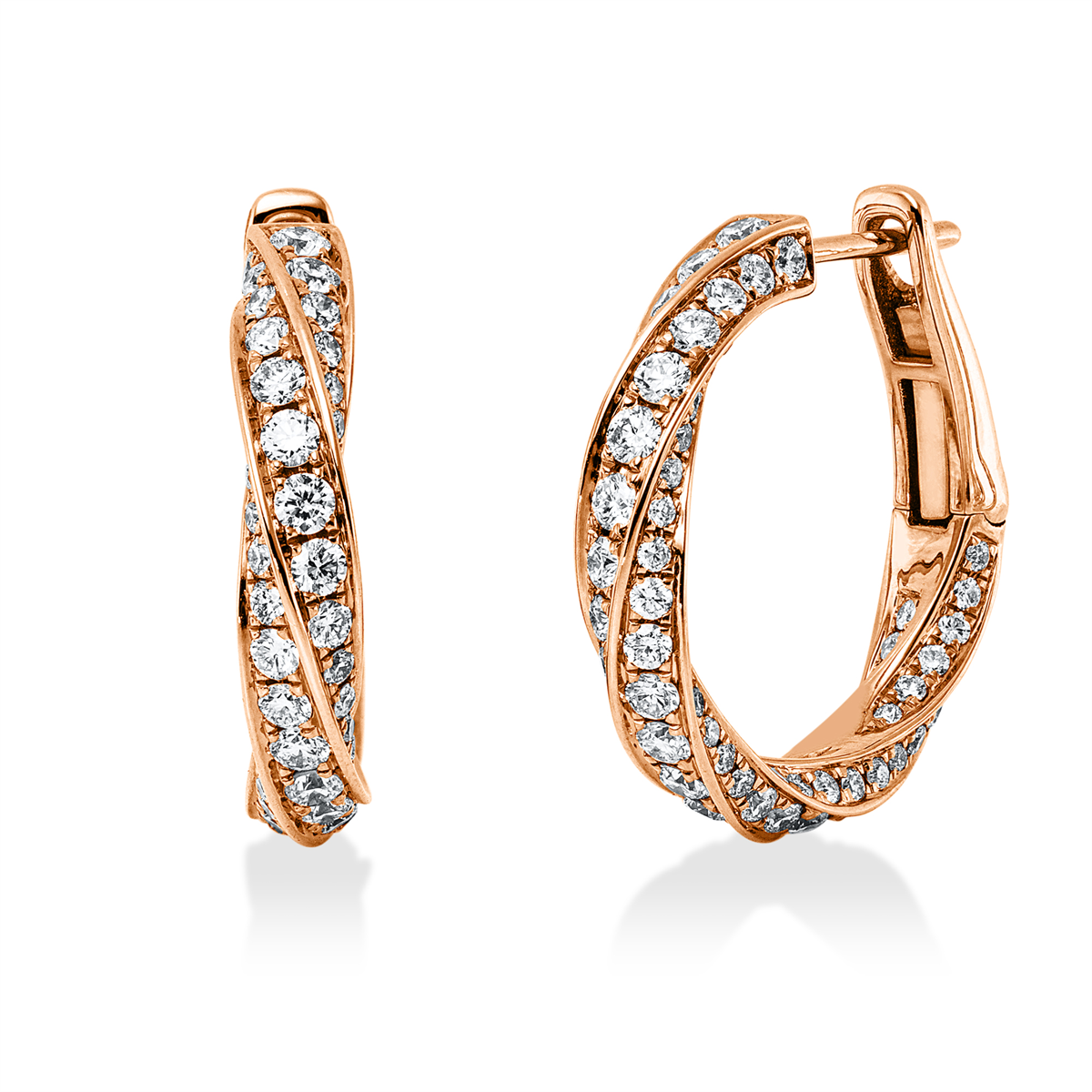 diamond full cut  exclusive hoops & huggies in red gold