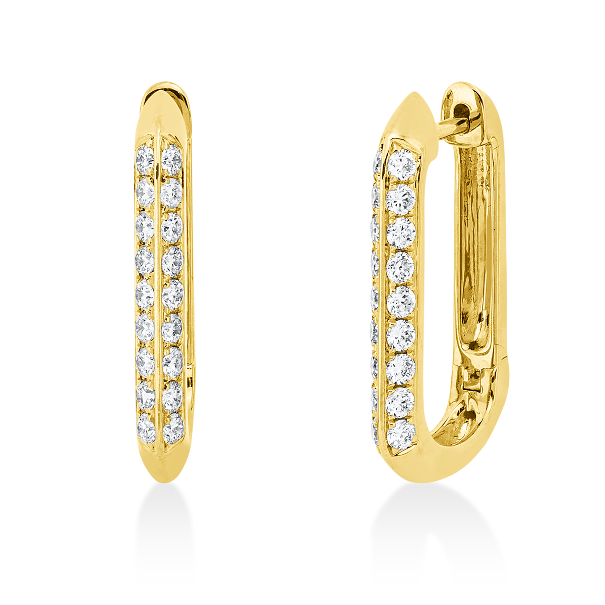 diamond full cut  modern woman hoops & huggies in yellow gold