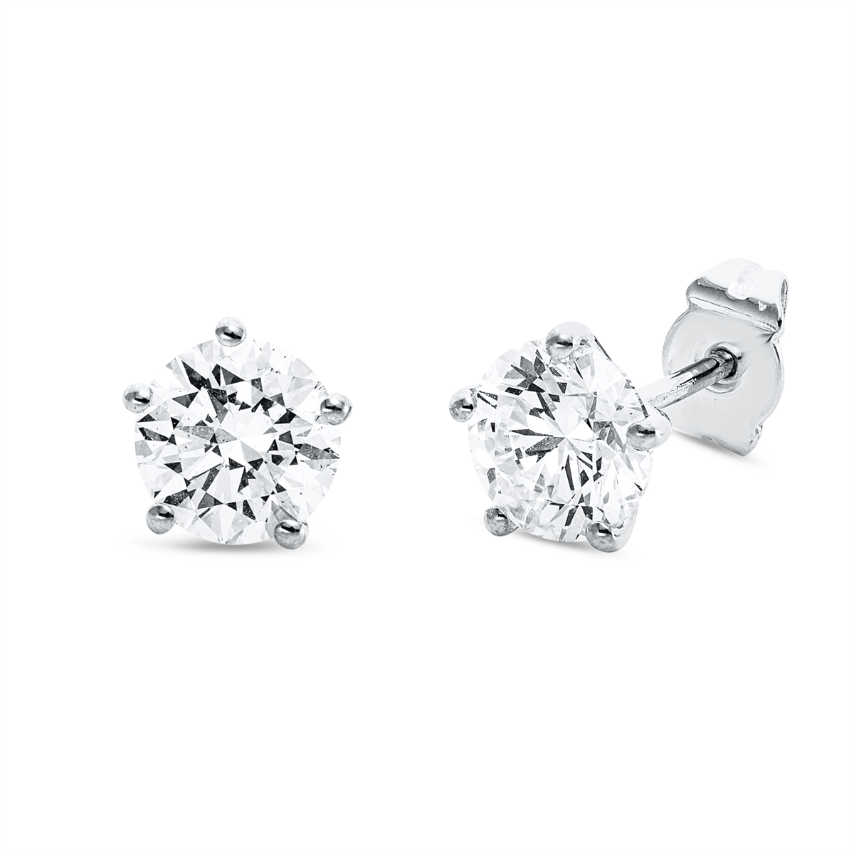 diamond full cut  solitaire studs in white gold