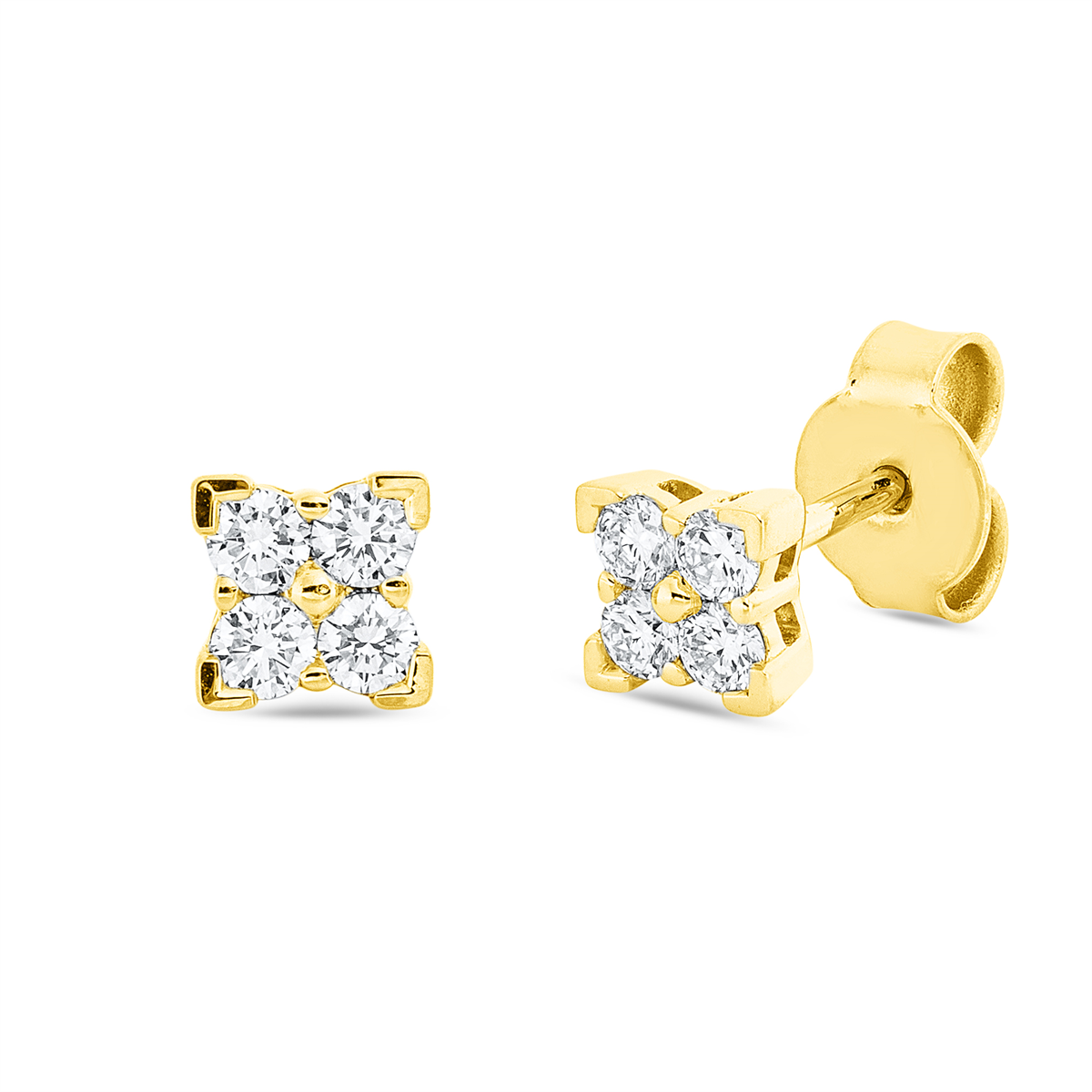 diamond full cut  illusion classic studs in yellow gold
