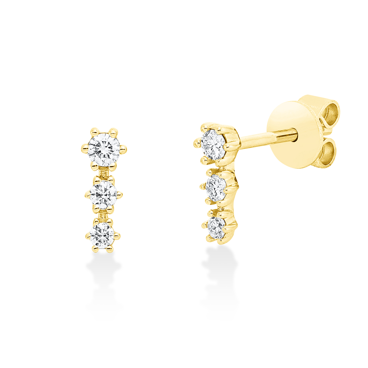 diamond full cut  modern woman earrings in yellow gold