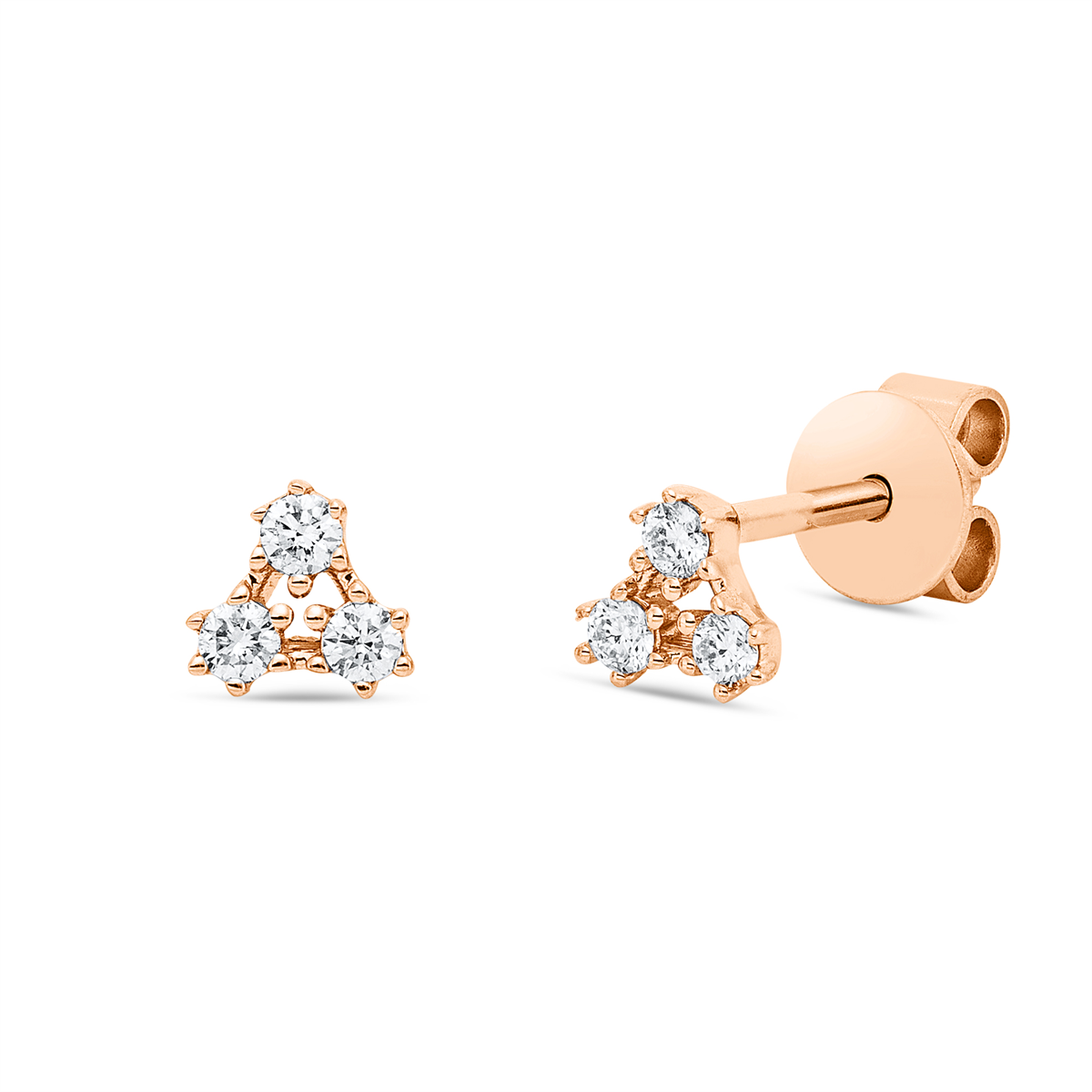 diamond full cut  modern woman studs in red gold