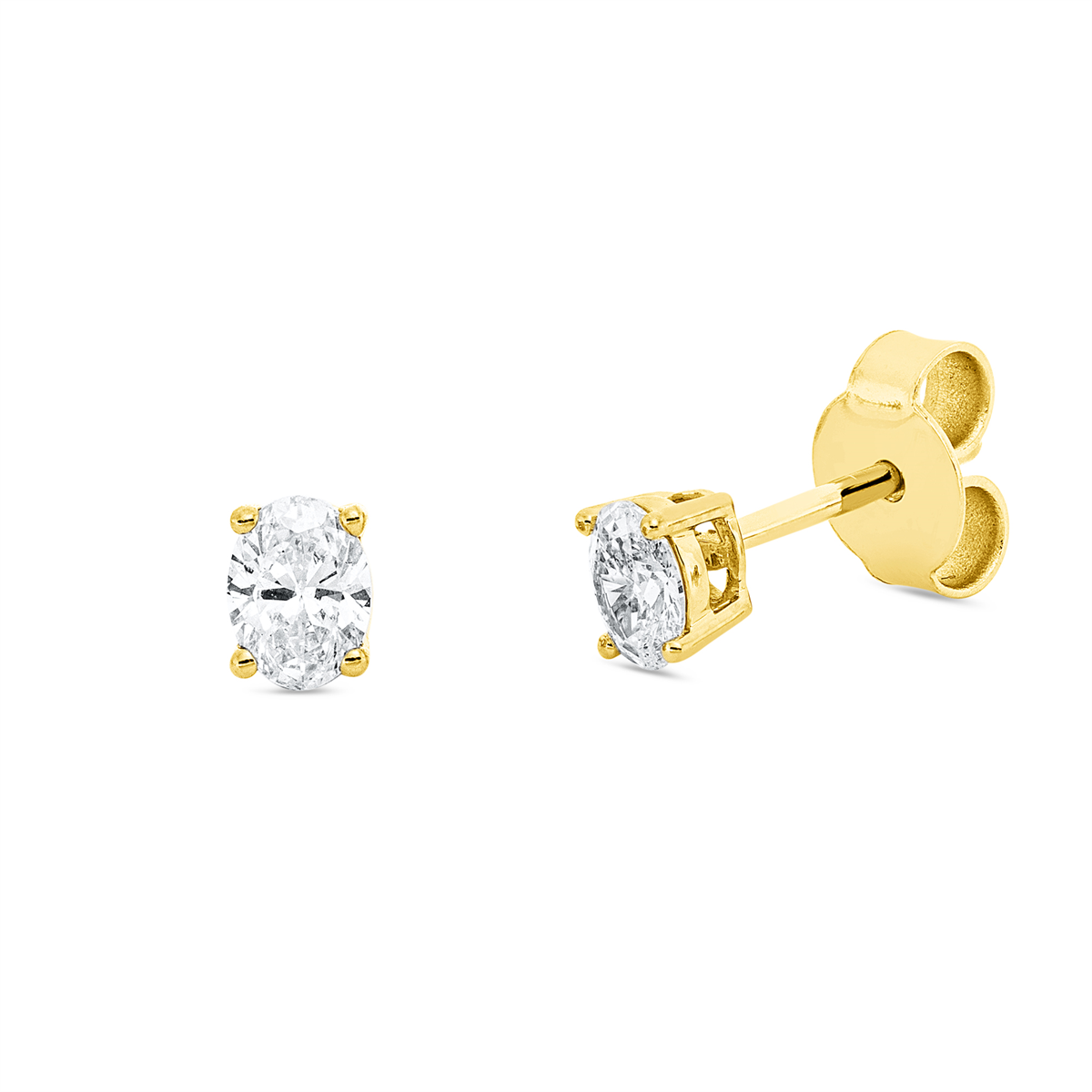 oval  solitaire studs in yellow gold