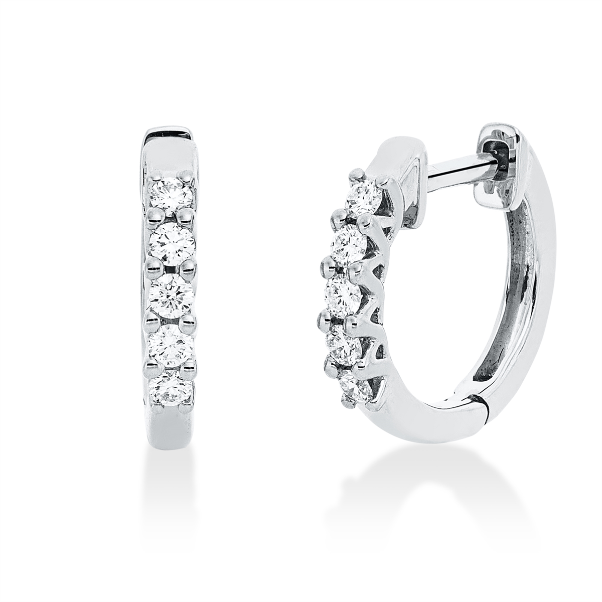 diamond full cut  modern woman hoops & huggies in white gold