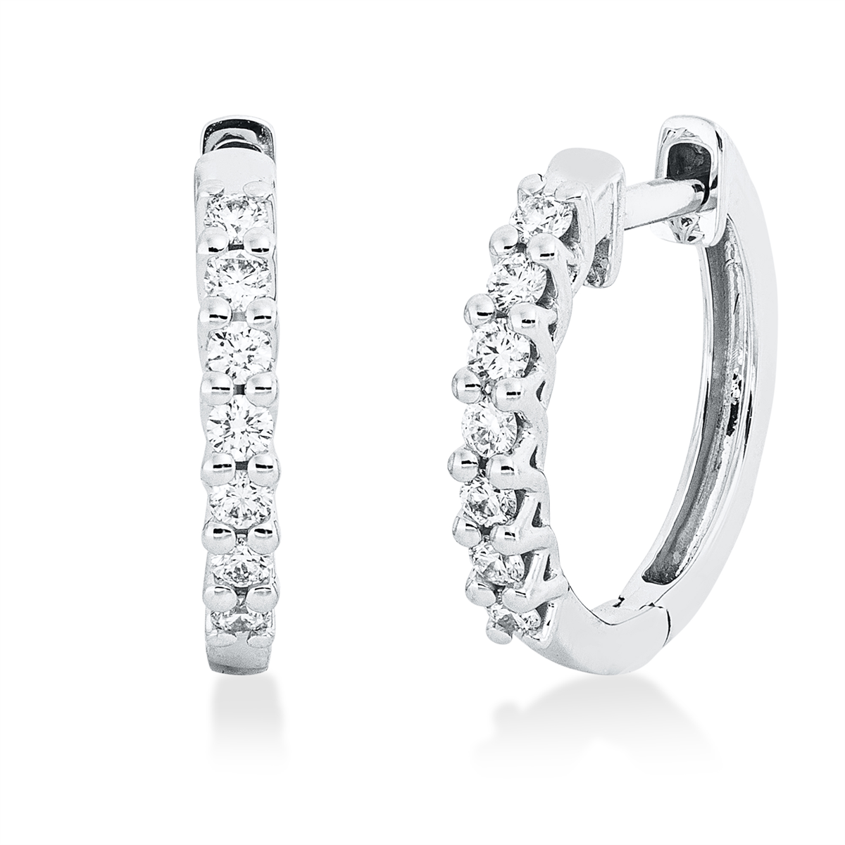 diamond full cut  modern woman hoops & huggies in white gold