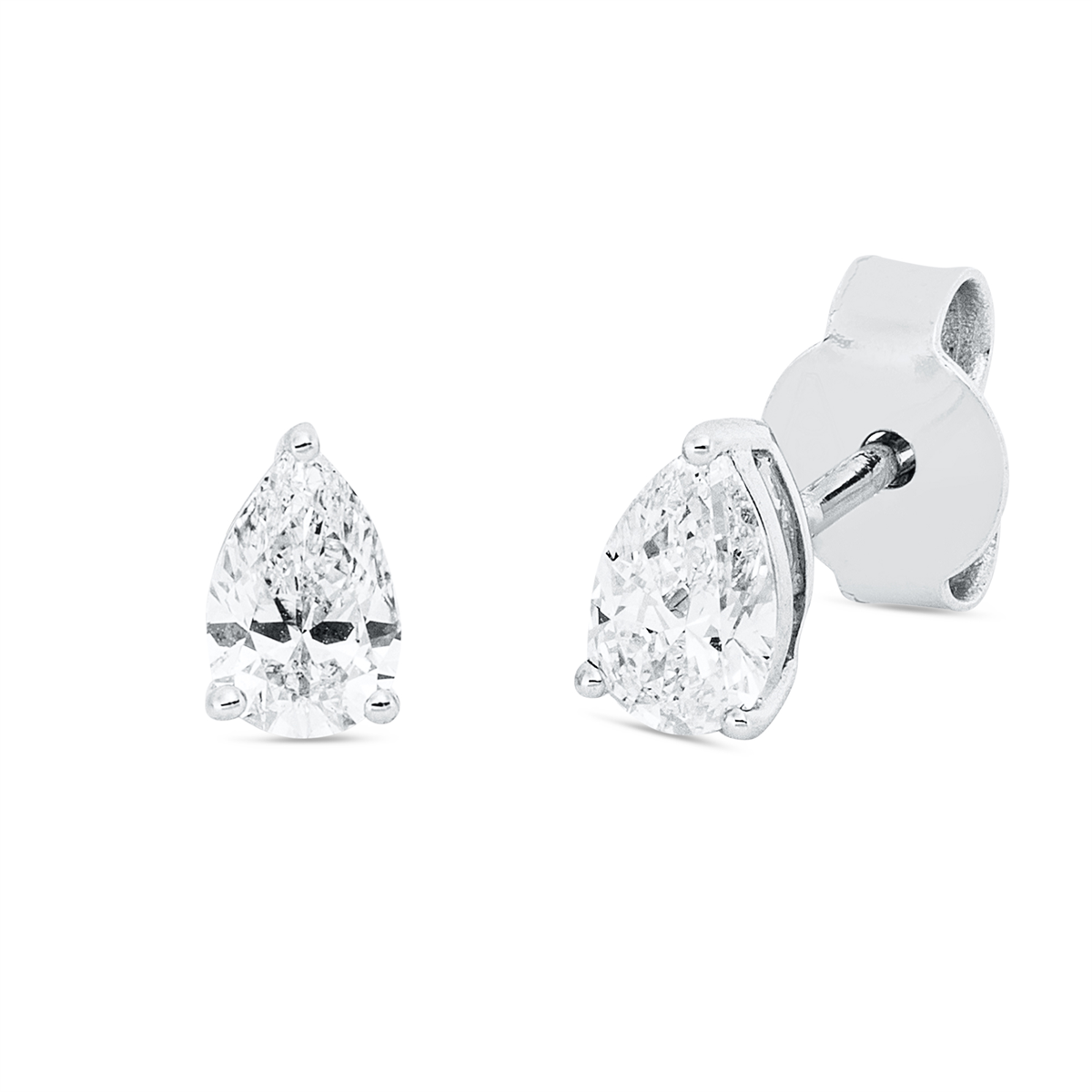 pear shape  solitaire studs in white gold