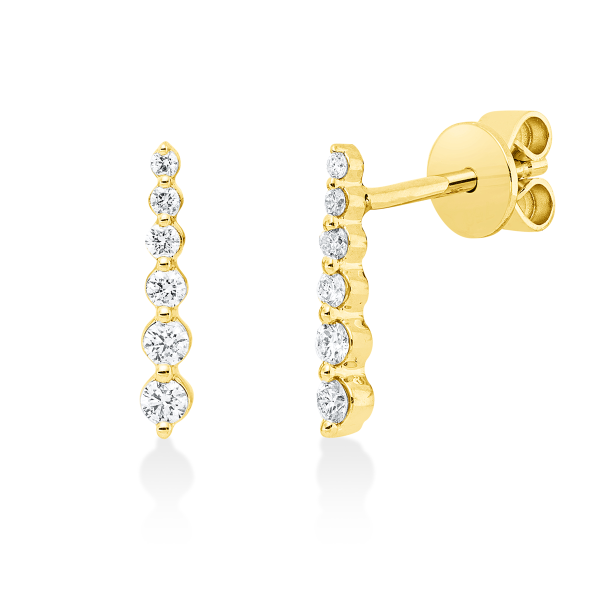 diamond full cut  modern woman studs in yellow gold