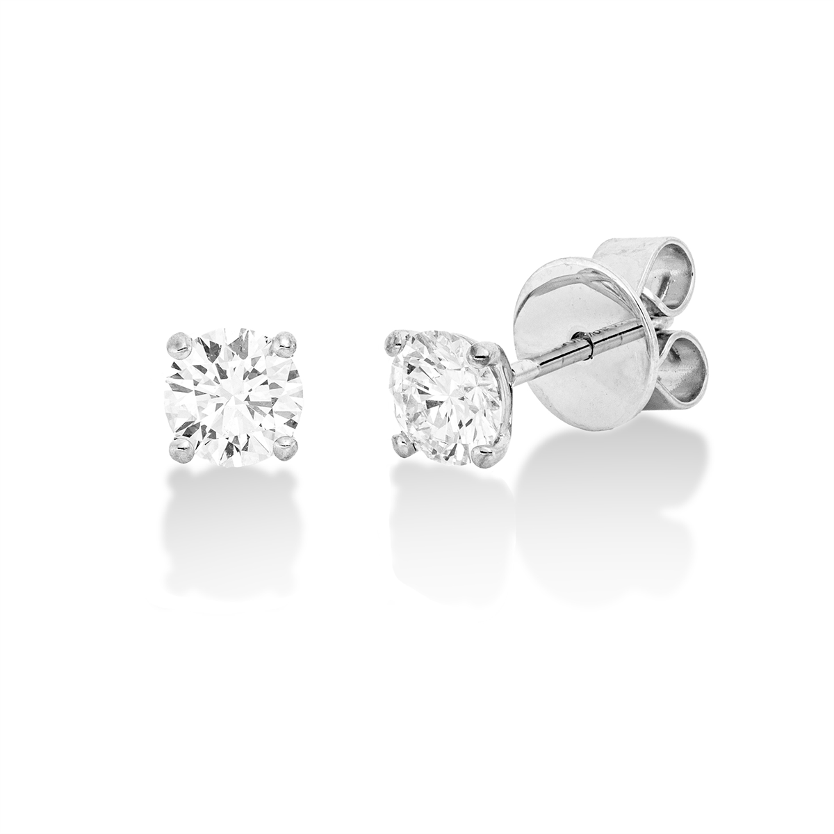diamond full cut  solitaire studs in white gold
