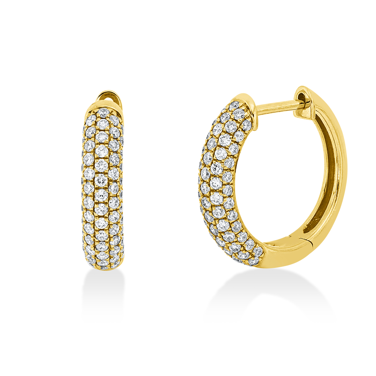 diamond full cut  pavé hoops & huggies in yellow gold