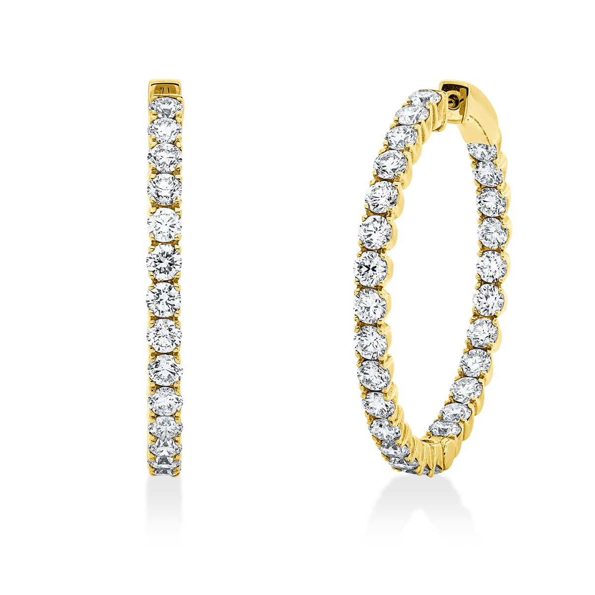 diamond full cut  exclusive hoops & huggies in yellow gold