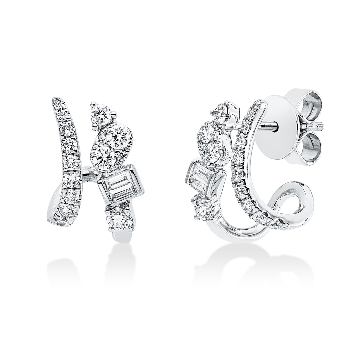 diamond full cut  multi-stone studs in white gold