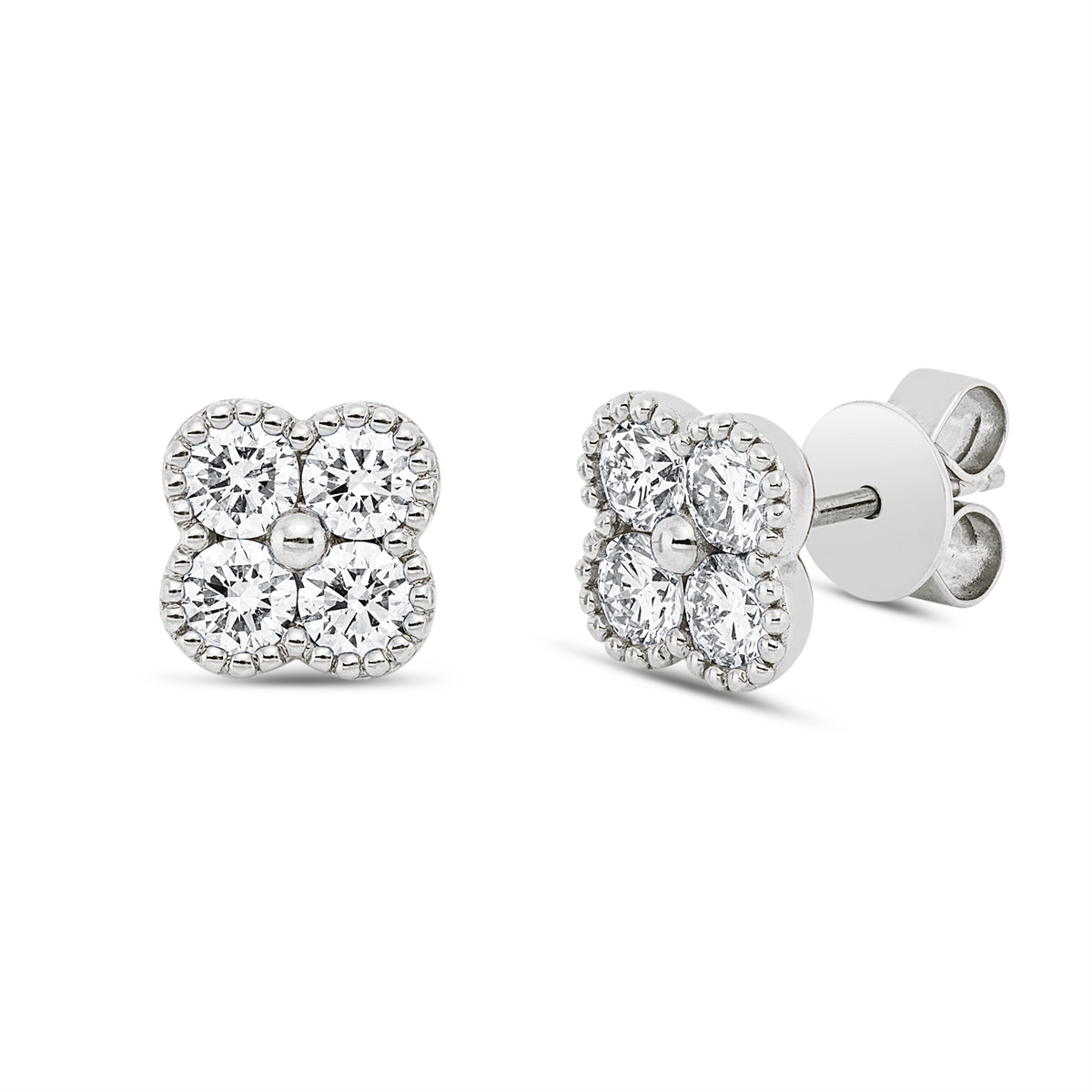 diamond full cut  illusion classic studs in white gold