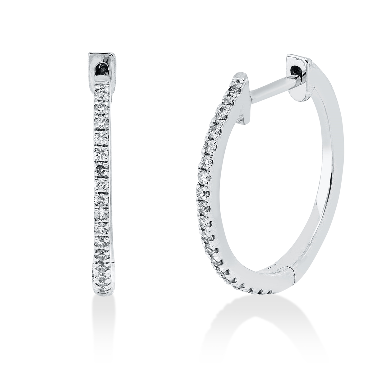 diamond full cut  modern woman hoops & huggies in white gold