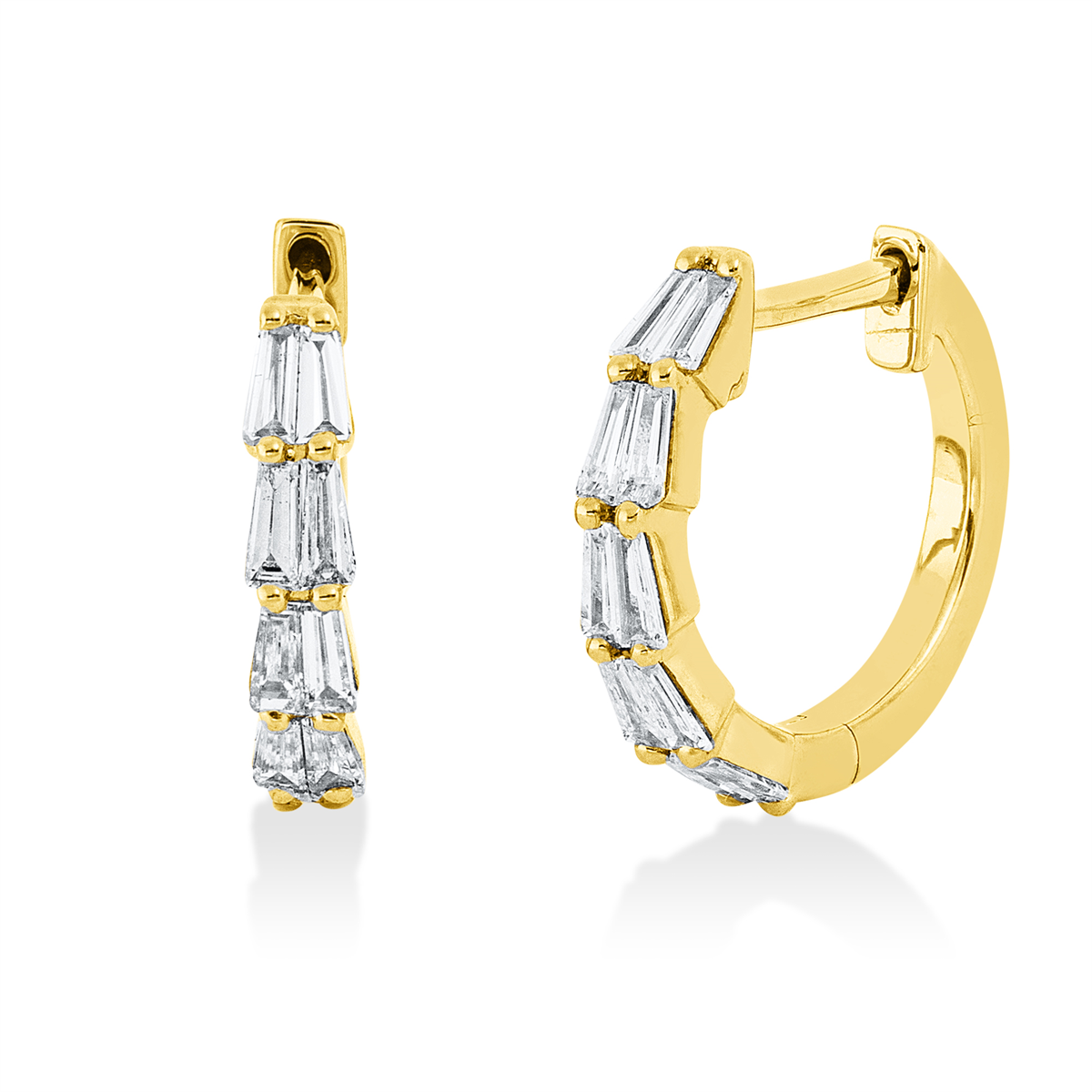 taper  modern woman hoops & huggies in yellow gold