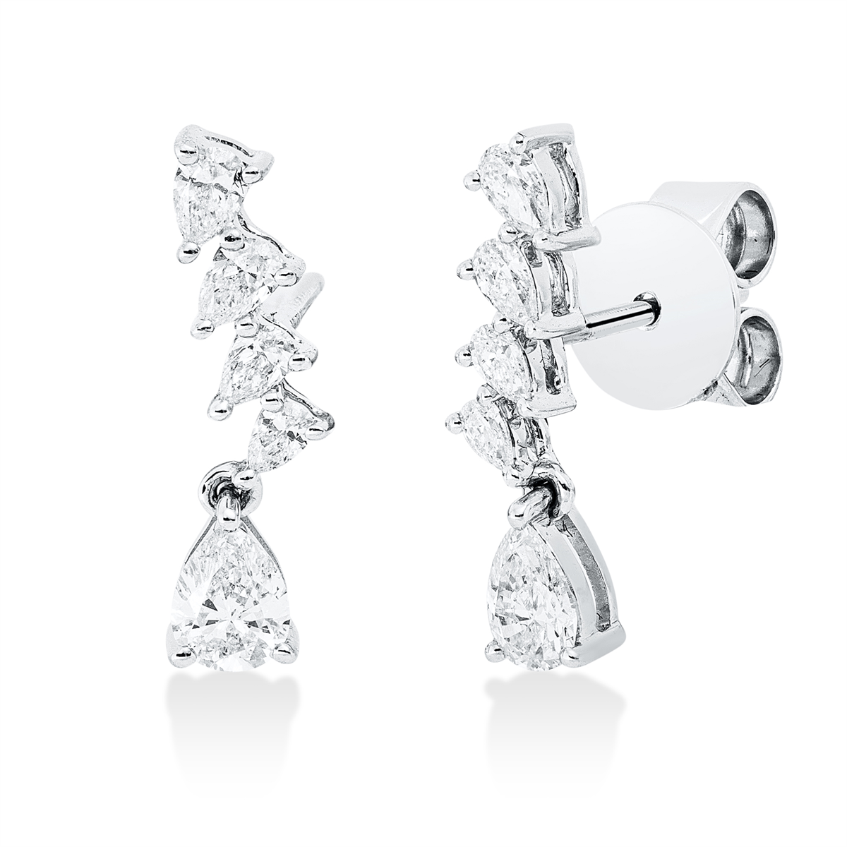 pear shape  modern woman studs in white gold