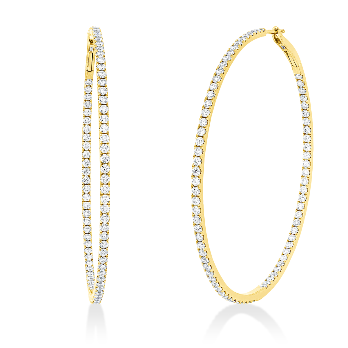 diamond full cut  exclusive hoops & huggies in yellow gold