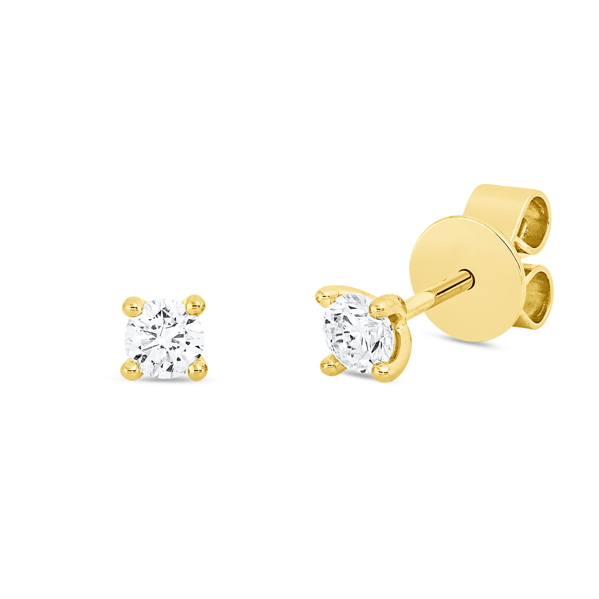 diamond full cut  solitaire studs in yellow gold