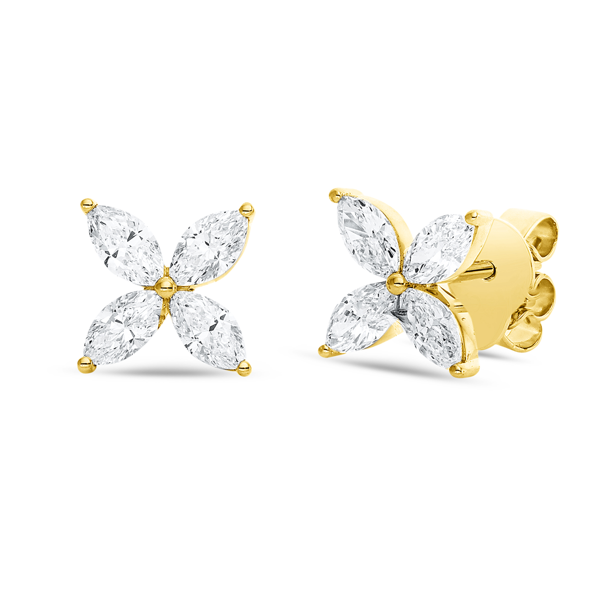 marquise  modern woman studs in yellow gold