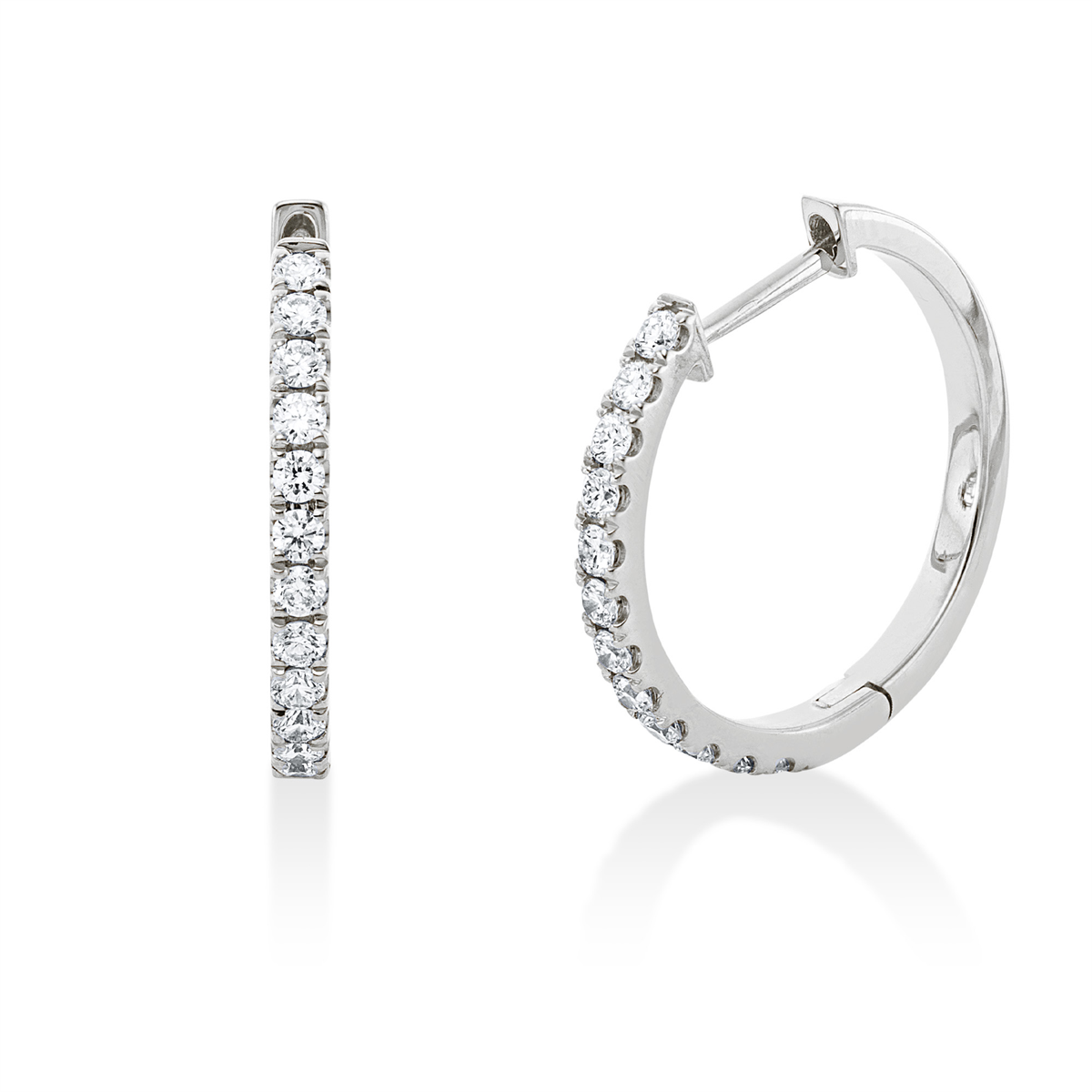 diamond full cut  modern woman hoops & huggies in white gold