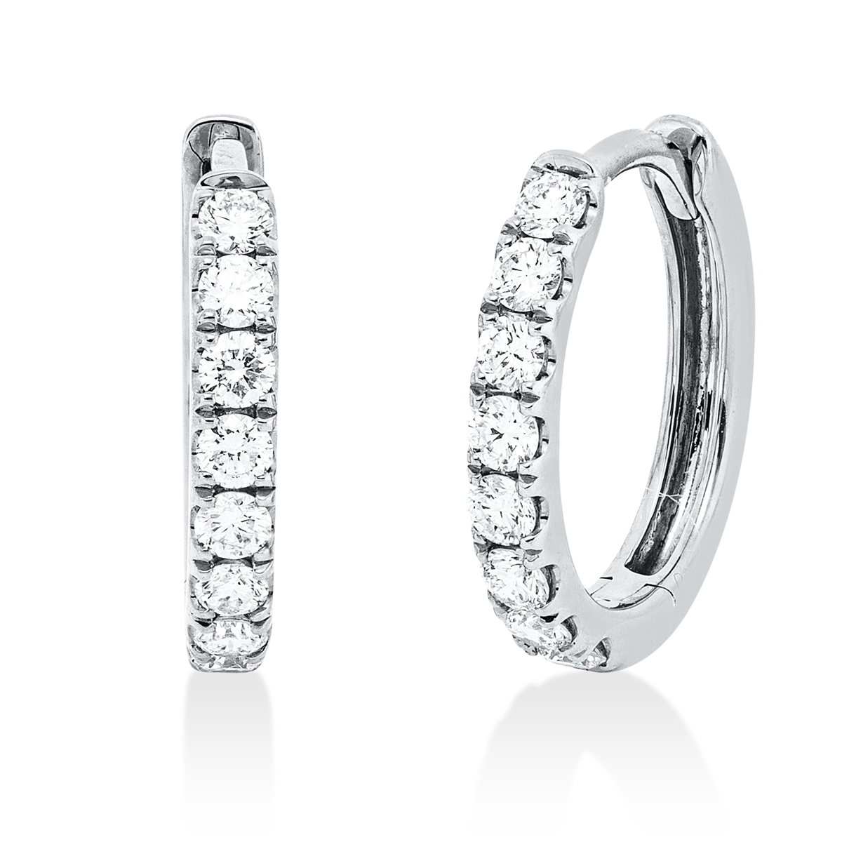 diamond full cut  modern woman hoops & huggies in white gold