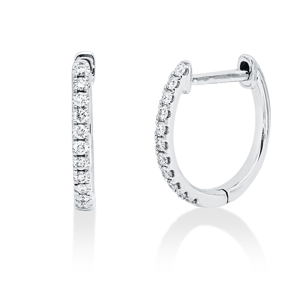 diamond full cut  modern woman hoops & huggies in white gold