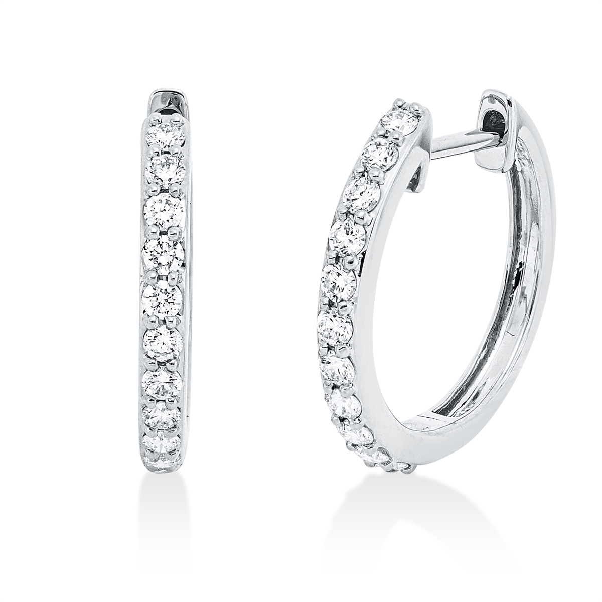 diamond full cut  modern woman hoops & huggies in white gold