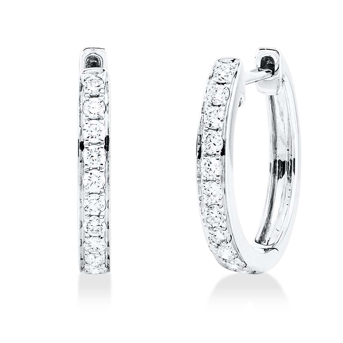 diamond full cut  modern woman hoops & huggies in white gold