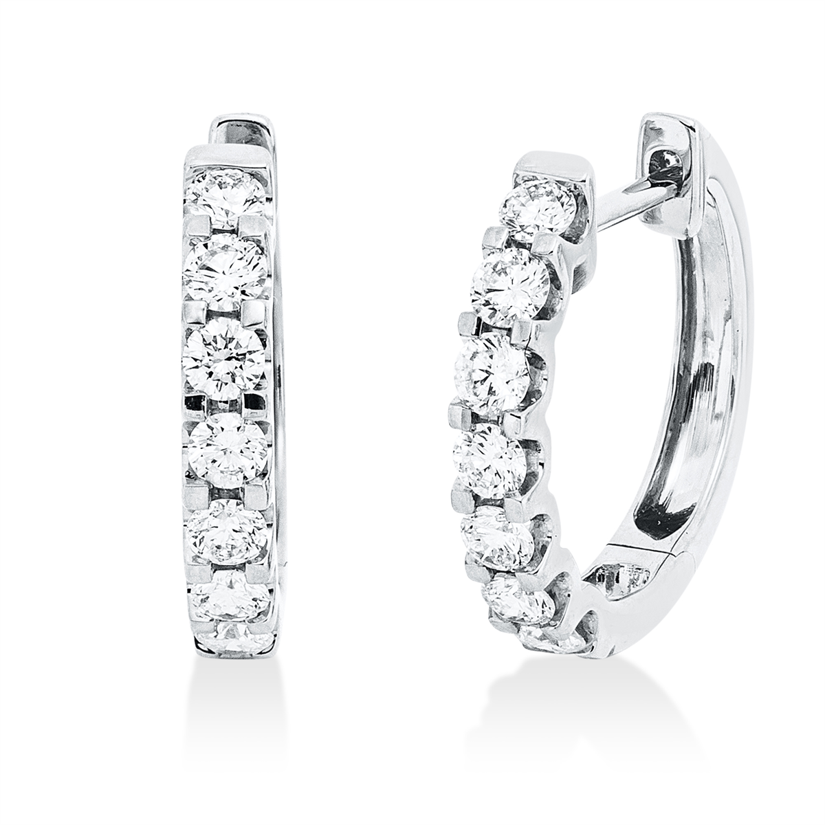 diamond full cut  modern woman hoops & huggies in white gold