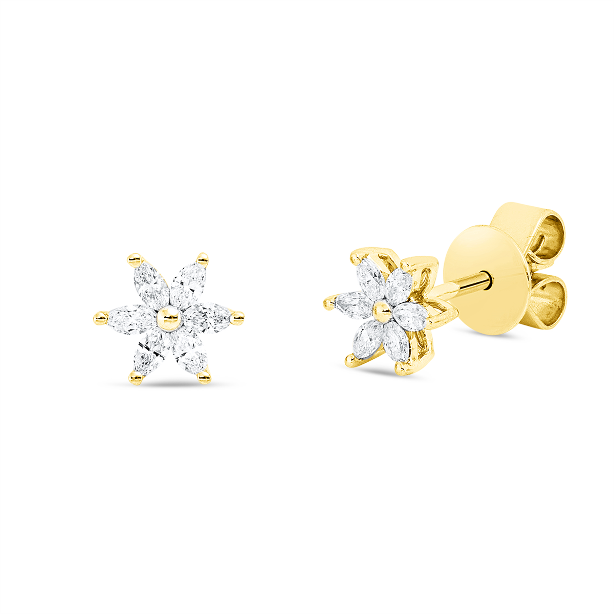 marquise  illusion classic studs in yellow gold