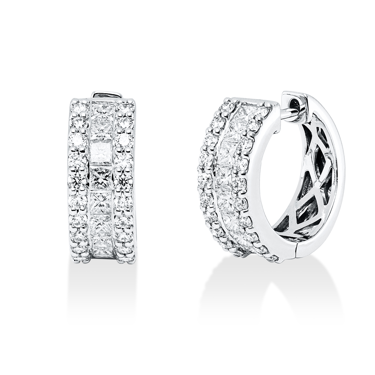 diamond full cut  multi-stone hoops & huggies in white gold