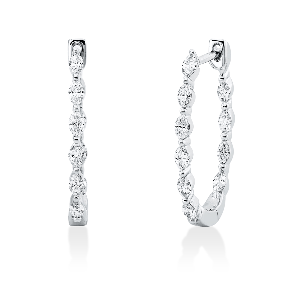 marquise  modern woman hoops & huggies in white gold