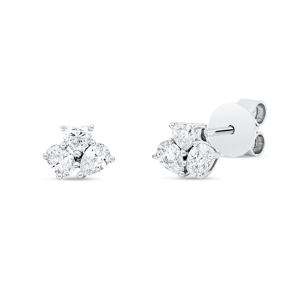 pear shape  modern woman studs in white gold