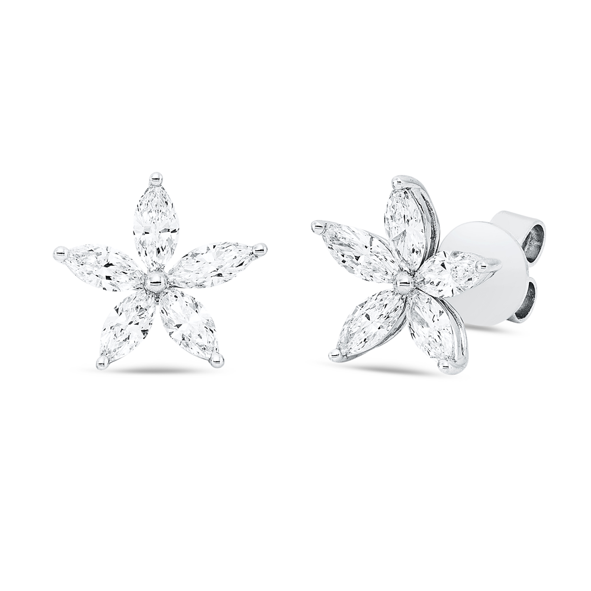 marquise  modern woman studs in white gold