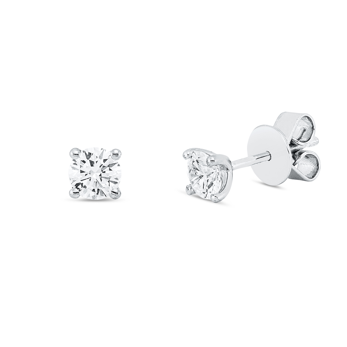 diamond full cut  solitaire studs in white gold