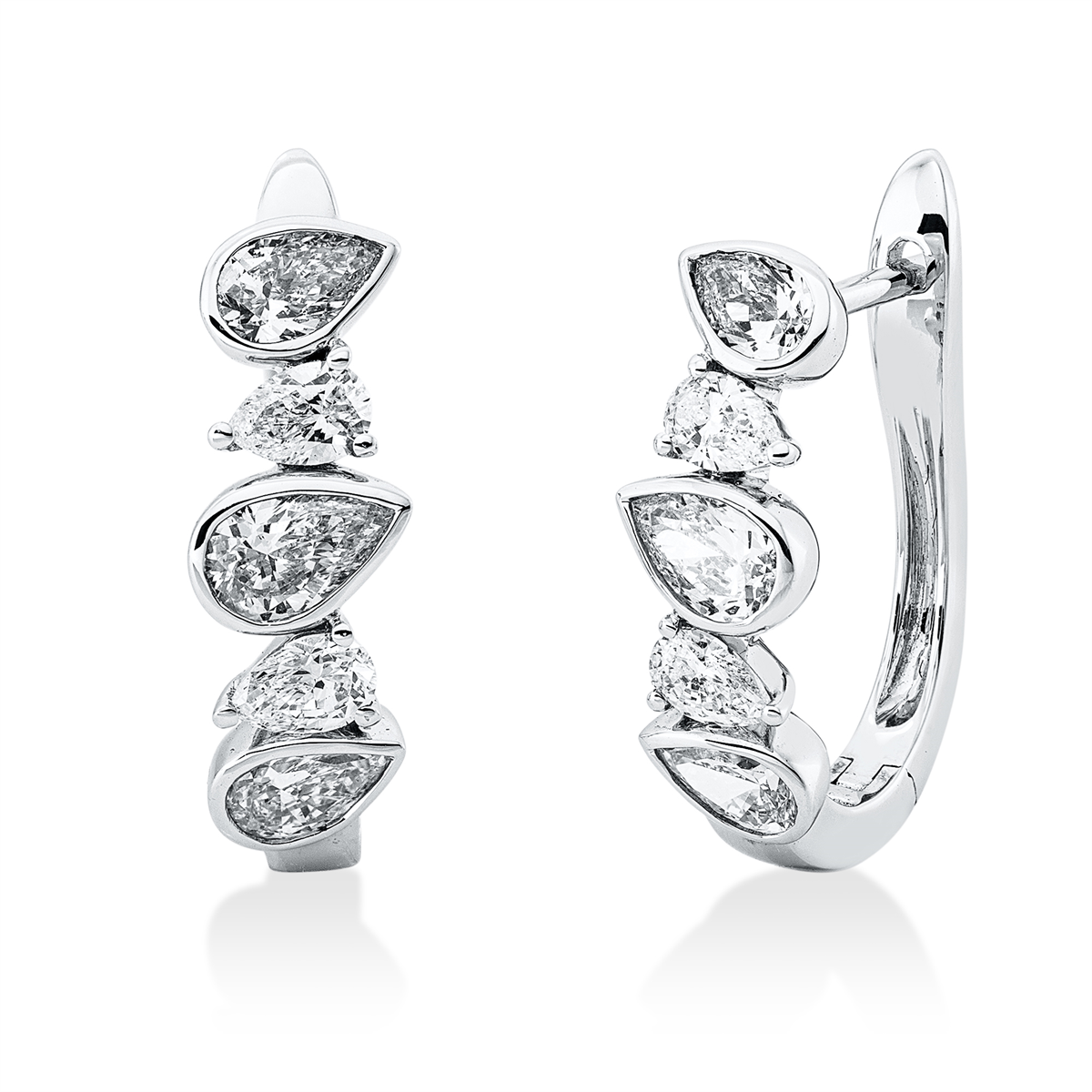 pear shape  exclusive hoops & huggies in white gold