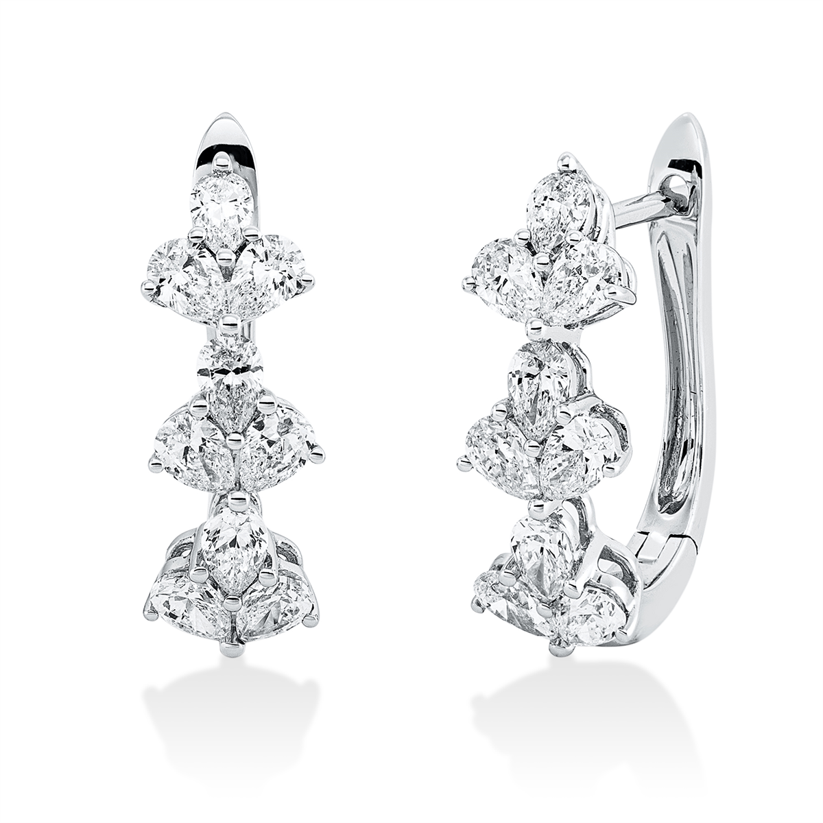 pear shape  exclusive hoops & huggies in white gold