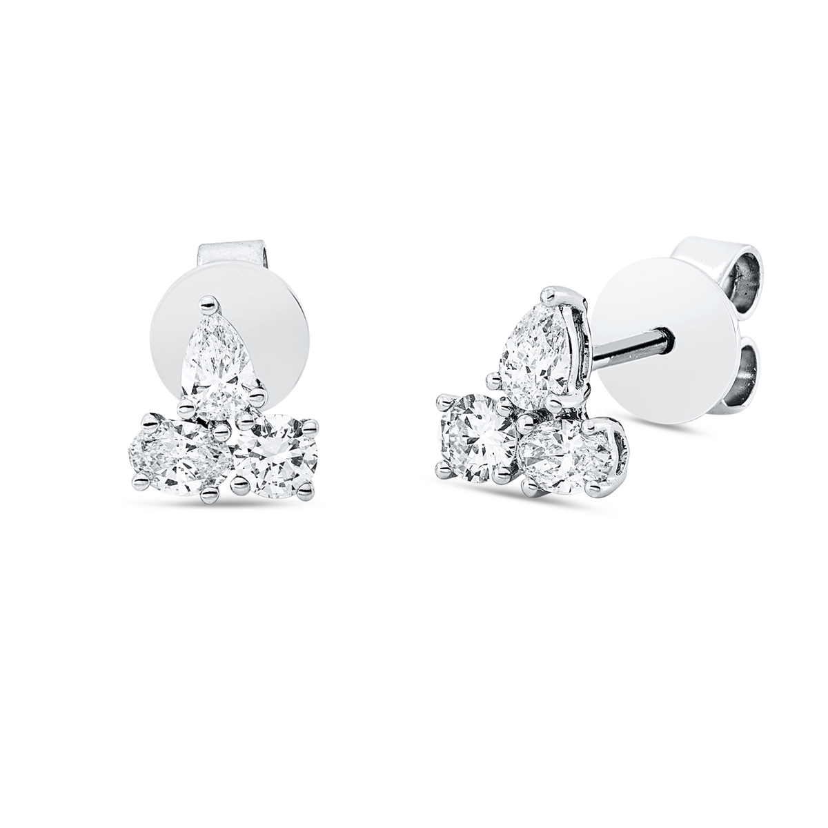 diamond full cut  modern woman studs in white gold