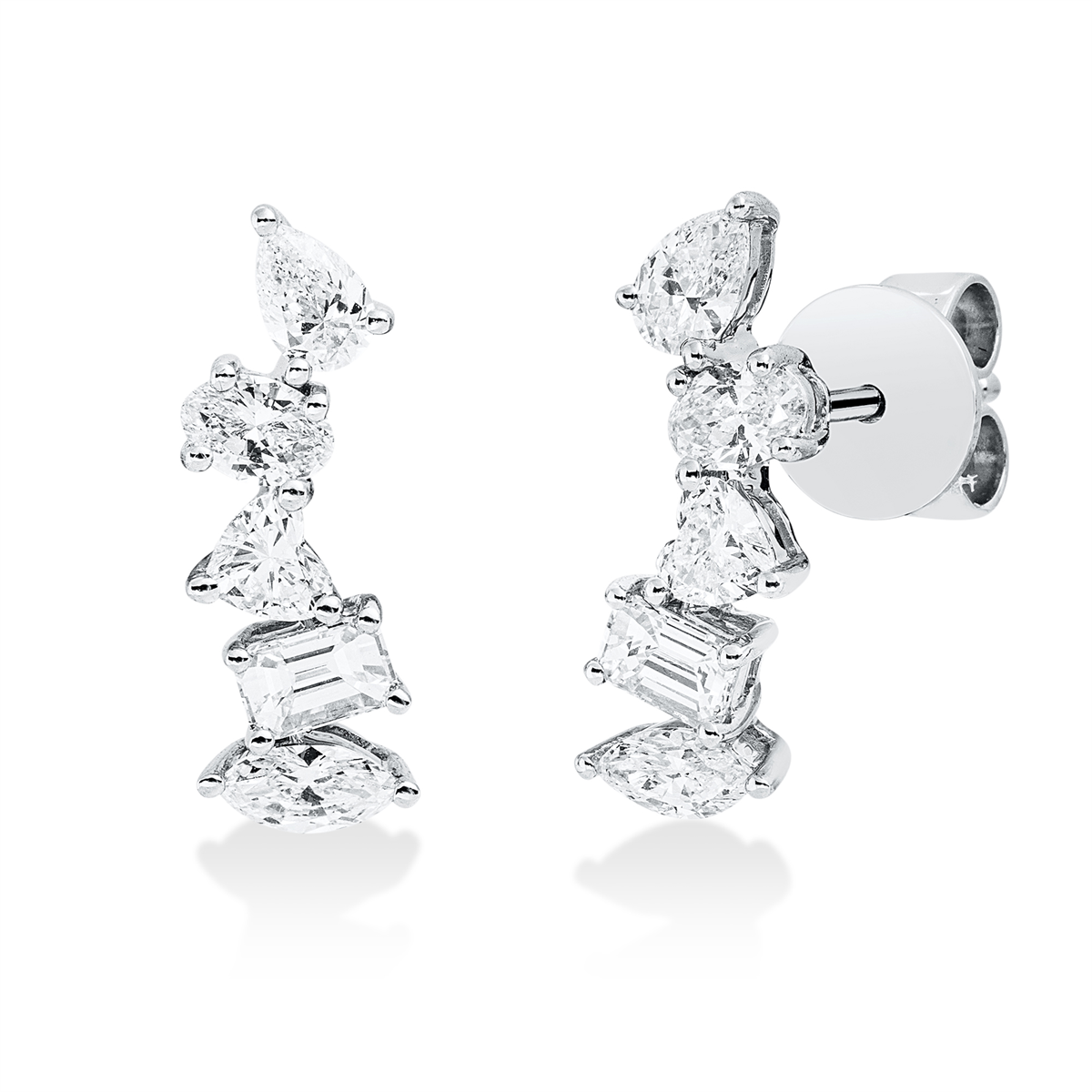 pear shape  modern woman studs in white gold