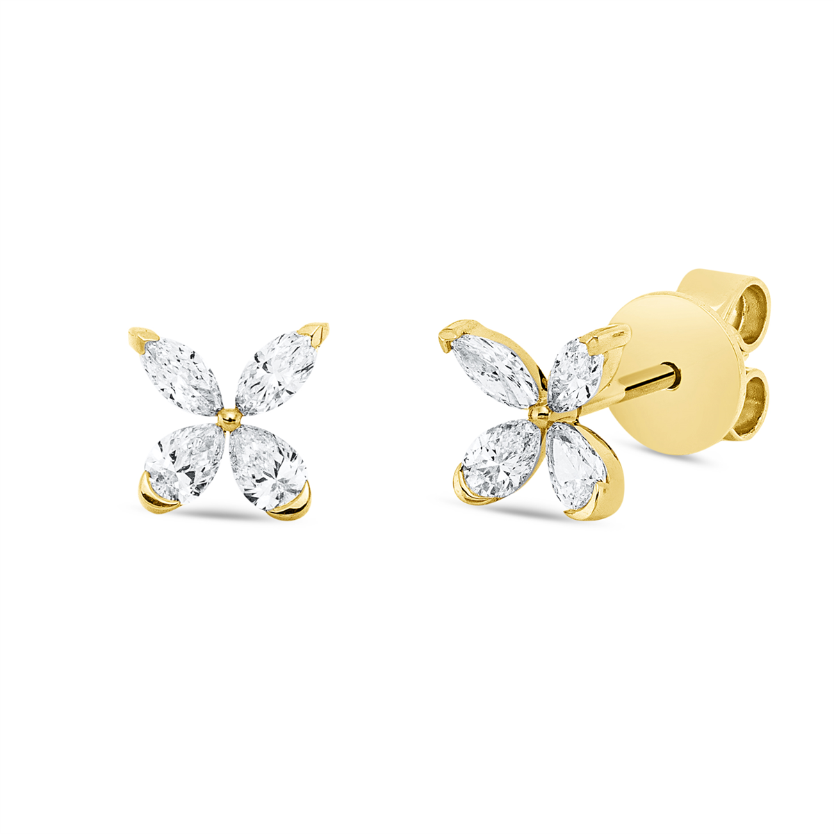 pear shape  modern woman studs in yellow gold