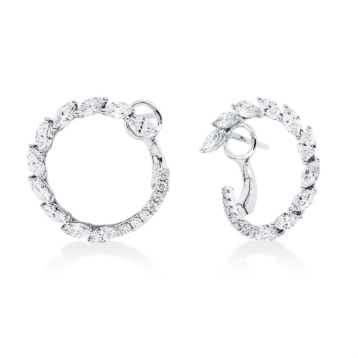 diamond full cut  multi-stone hoops & huggies in white gold
