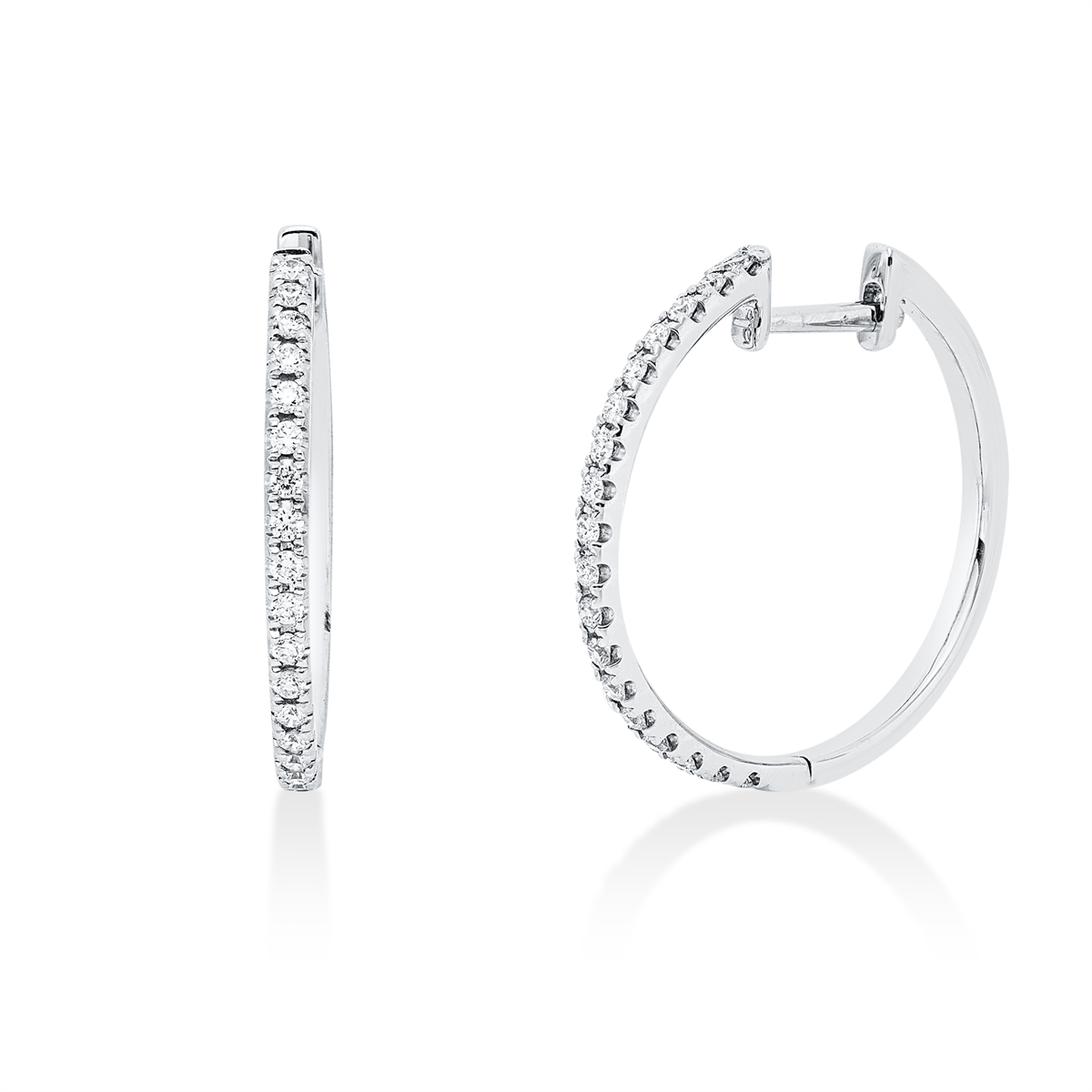 diamond full cut  modern woman hoops & huggies in white gold